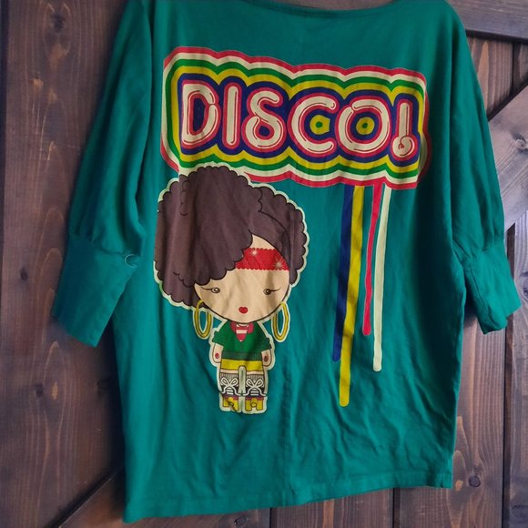 Harajuku Lovers Disco Shirt womens L Green - Picture 3 of 6